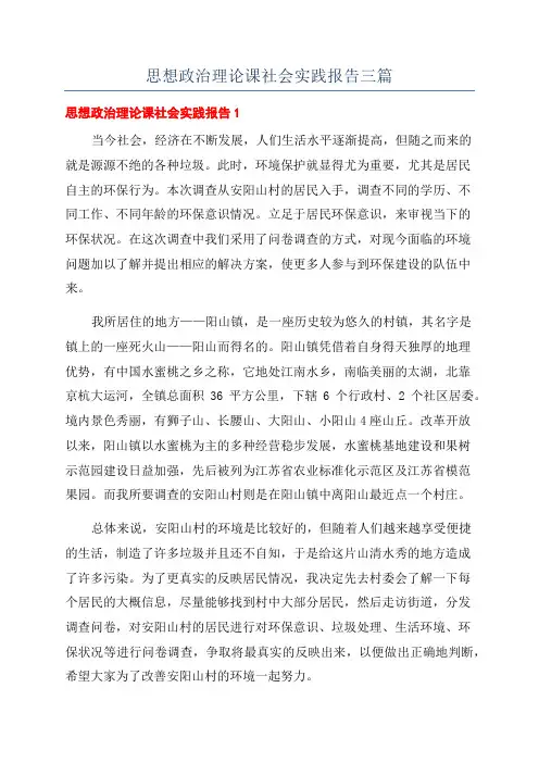 思想政治理论课社会实践报告三篇