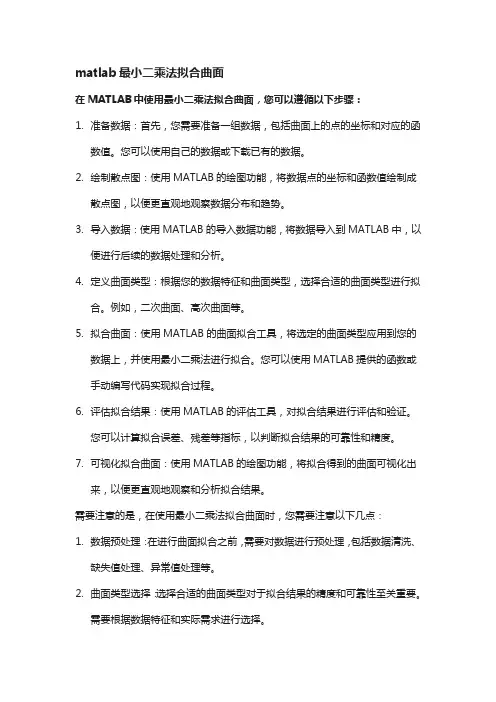 matlab最小二乘法拟合曲面
