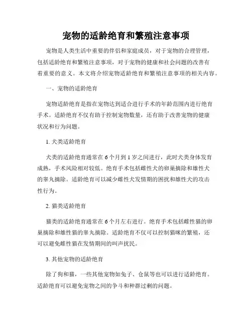 宠物的适龄绝育和繁殖注意事项