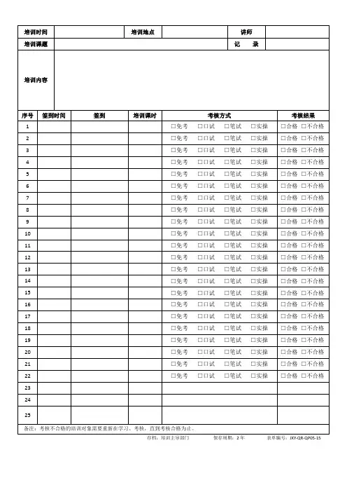 培训签到与考核记录表