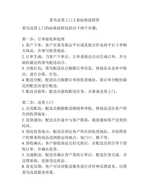 菜鸟送货上门2套标准流程答