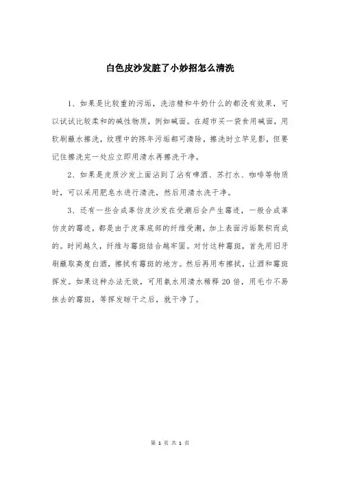 白色皮沙发脏了小妙招怎么清洗