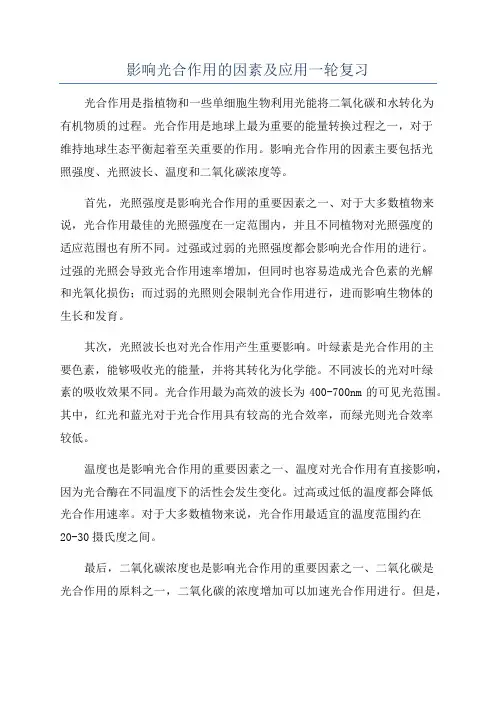 影响光合作用的因素及应用一轮复习