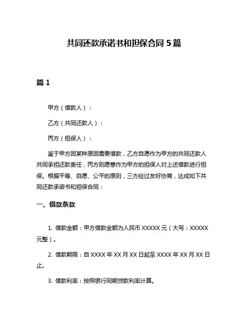 共同还款承诺书和担保合同5篇