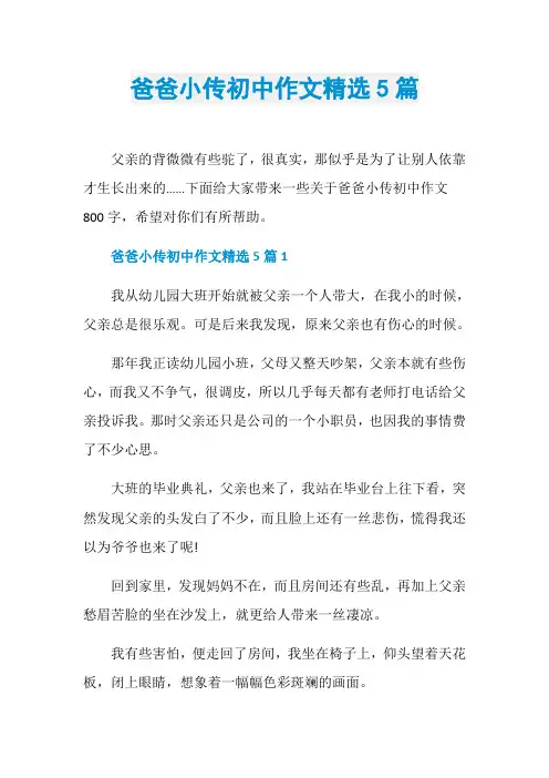 爸爸小传初中作文精选5篇