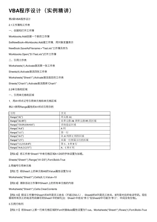 VBA程序设计（实例精讲）