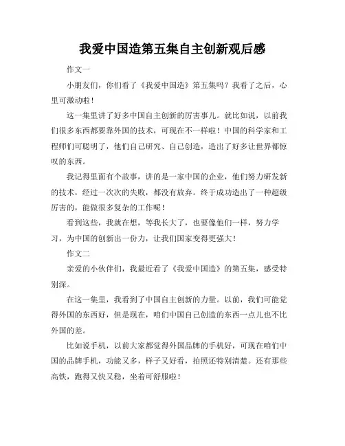 我爱中国造第五集自主创新观后感