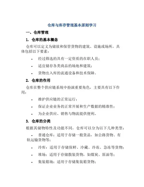 仓库与库存管理基本原则学习