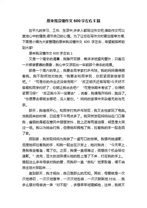原来我没懂作文600字左右5篇