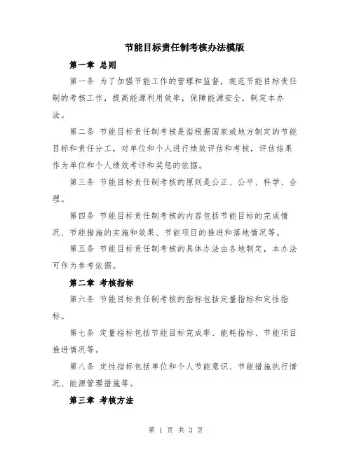 节能目标责任制考核办法模版