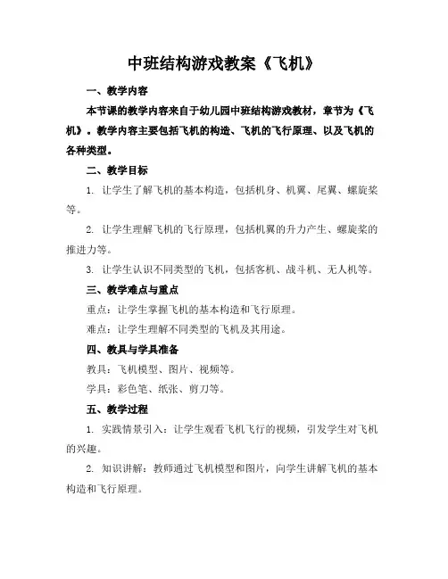 中班结构游戏教案《飞机》
