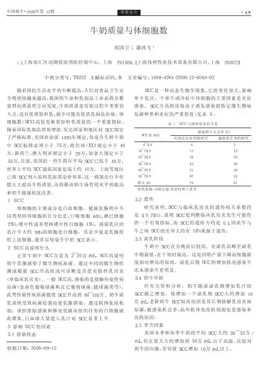 牛奶质量与体细胞数