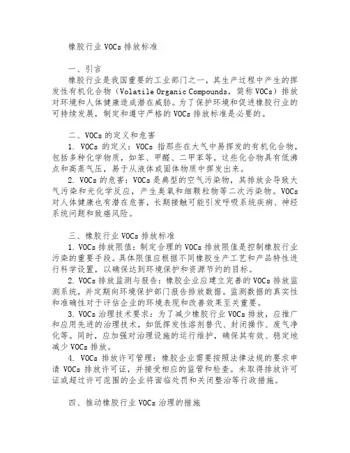 橡胶行业vocs排放标准