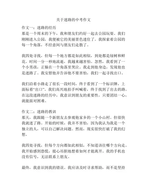 关于迷路的中考作文