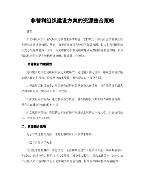 非营利组织建设方案的资源整合策略