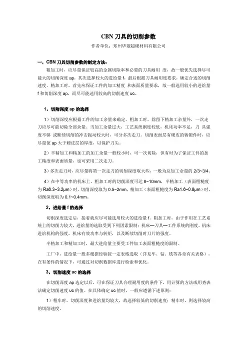 CBN刀具的切削参数