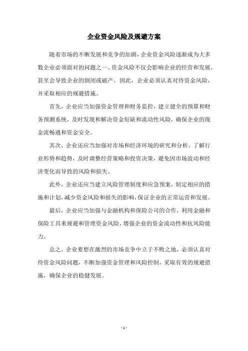企业资金风险及规避方案