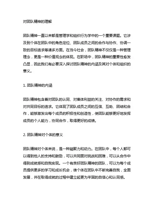 普通话命题说话测试话题39-对团队精神的理解