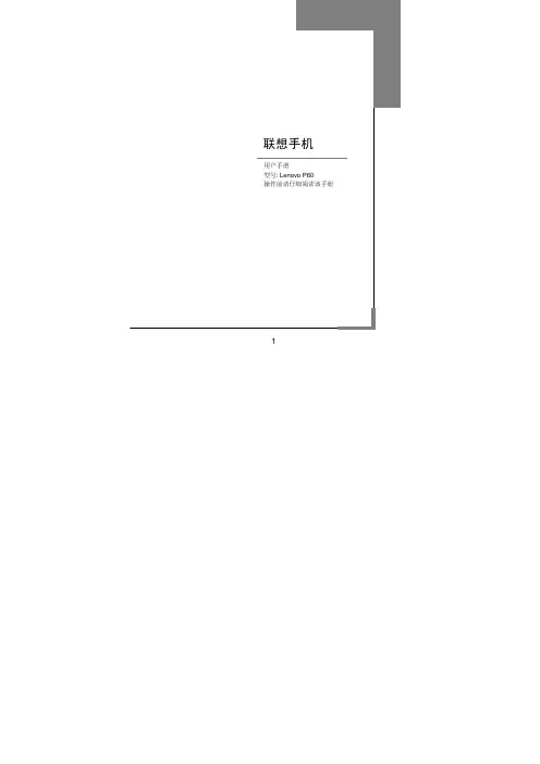 联想手机 Lenovo P60 说明书