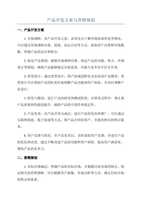 产品开发方案与营销规划