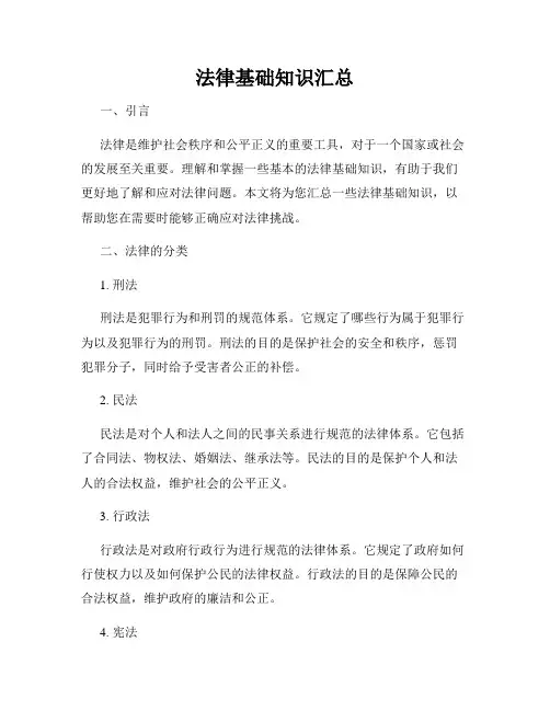 法律基础知识汇总