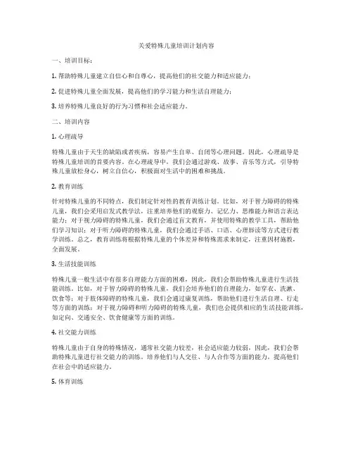 关爱特殊儿童培训计划内容