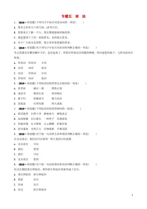 泰安市中考语文专题复习五语法习题