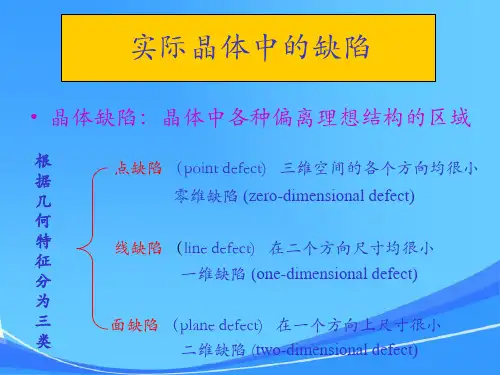材料科学基础第3章晶体缺陷