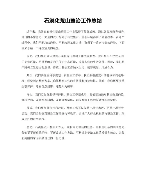 石漠化荒山整治工作总结