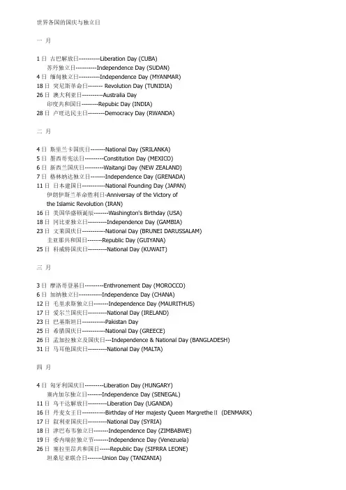 世界各国的节立日