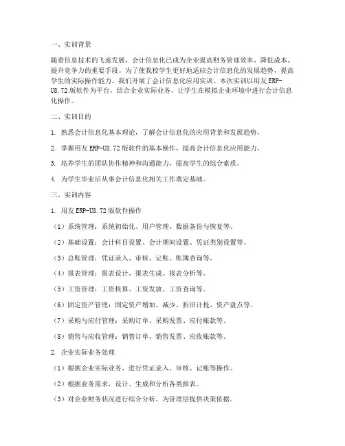 会计信息化应用实训报告