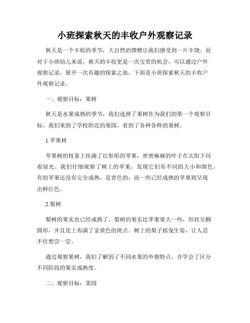 小班探索秋天的丰收户外观察记录