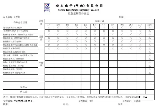 火花机保养记划表