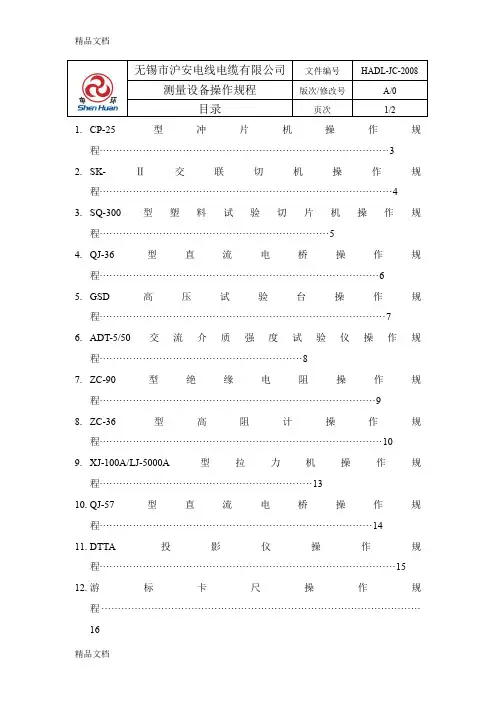 (整理)测量设备操作规程最新