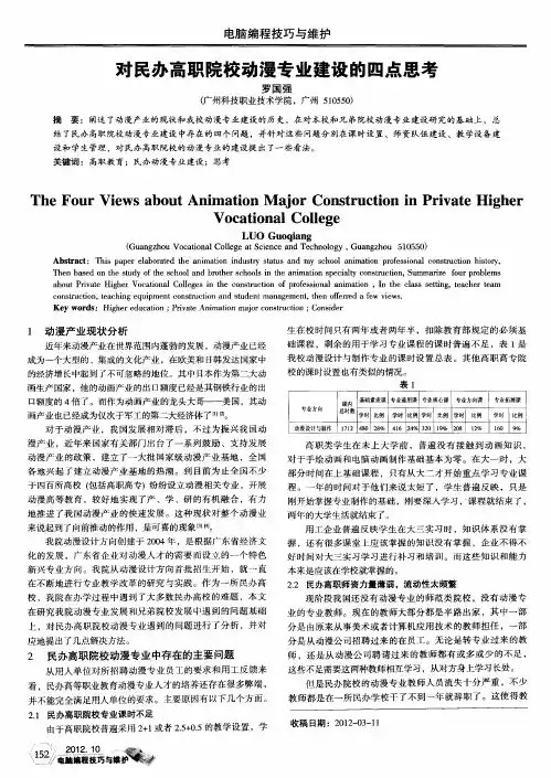 对民办高职院校动漫专业建设的四点思考