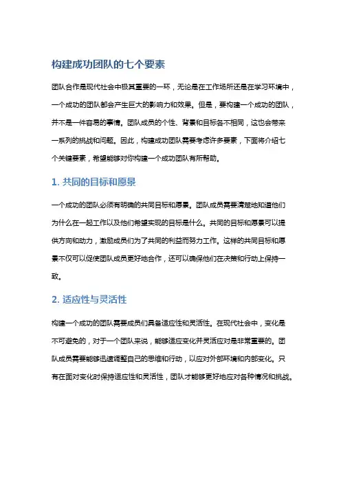 构建成功团队的七个要素