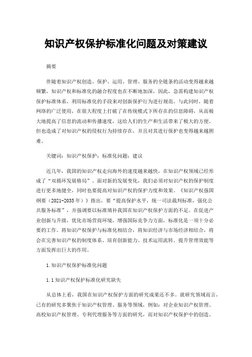 知识产权保护标准化问题及对策建议