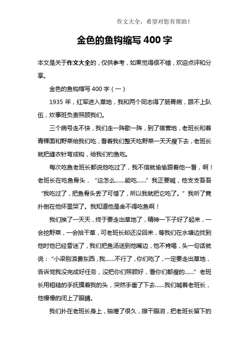 金色的鱼钩缩写400字