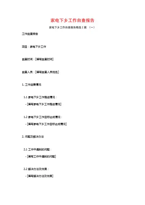 家电下乡工作自查报告2篇