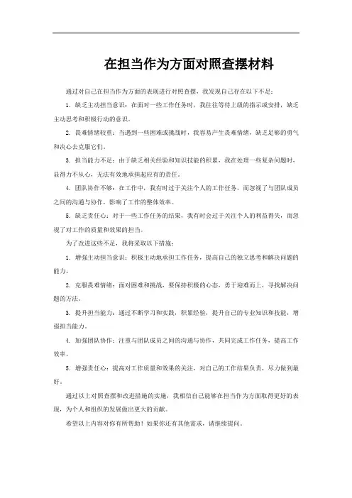 在担当作为方面对照查摆材料