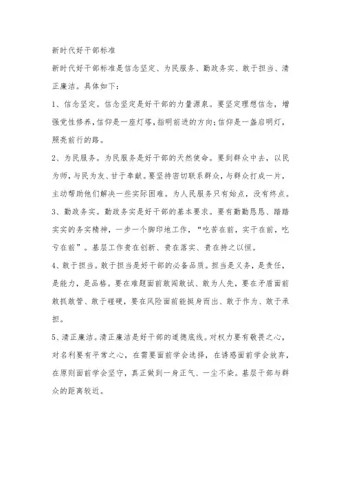新时代好干部标准
