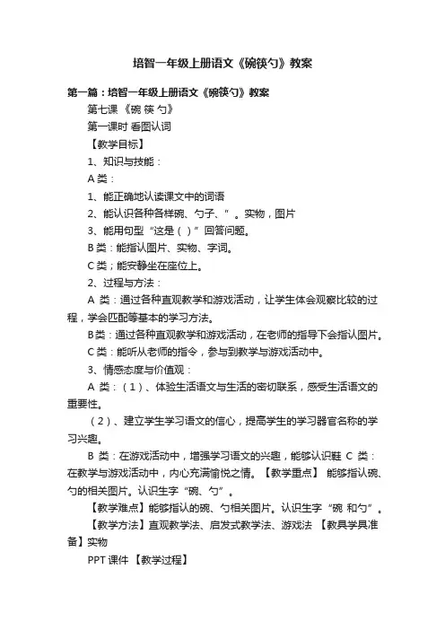培智一年级上册语文《碗筷勺》教案