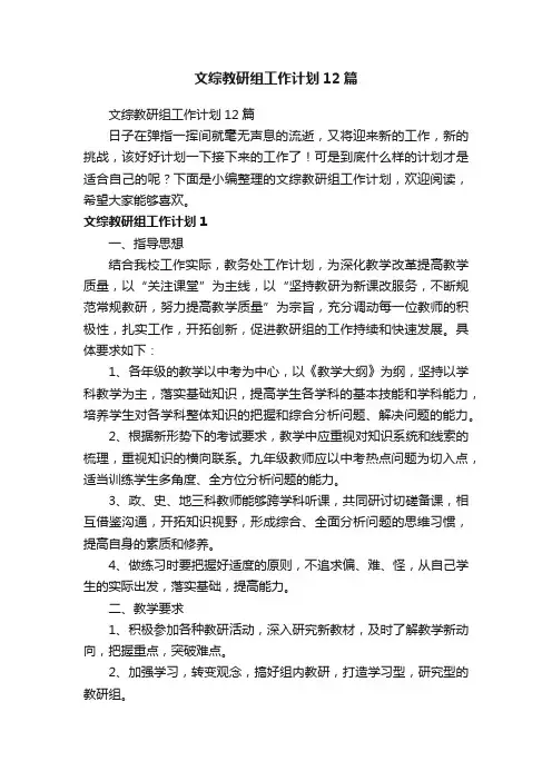 文综教研组工作计划12篇