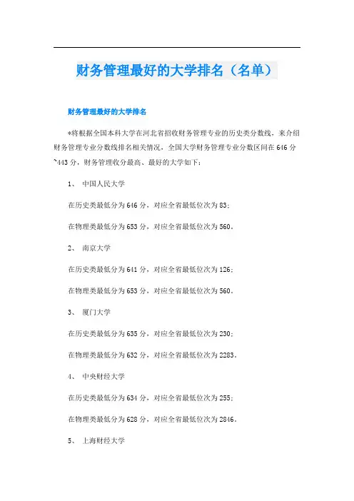 财务管理最好的大学排名(名单)