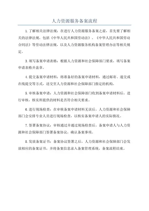 人力资源服务备案流程