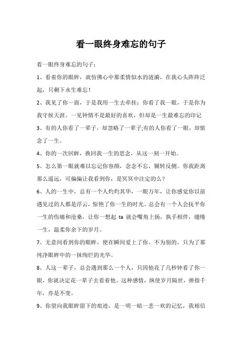 看一眼终身难忘的句子
