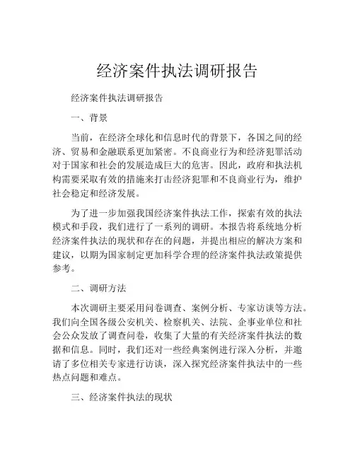 经济案件执法调研报告