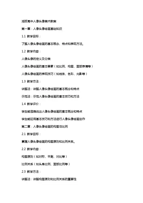 湘版高中人像头像美术教案