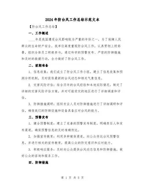 2024年防台风工作总结示范文本(二篇)