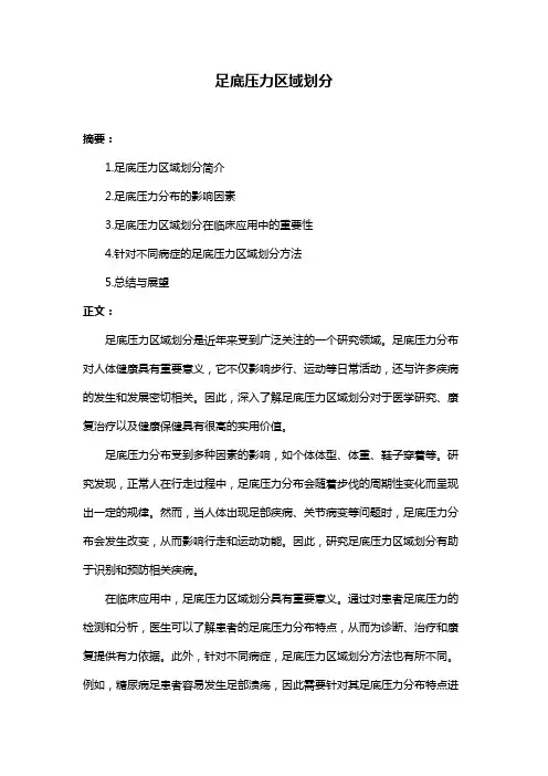 足底压力区域划分